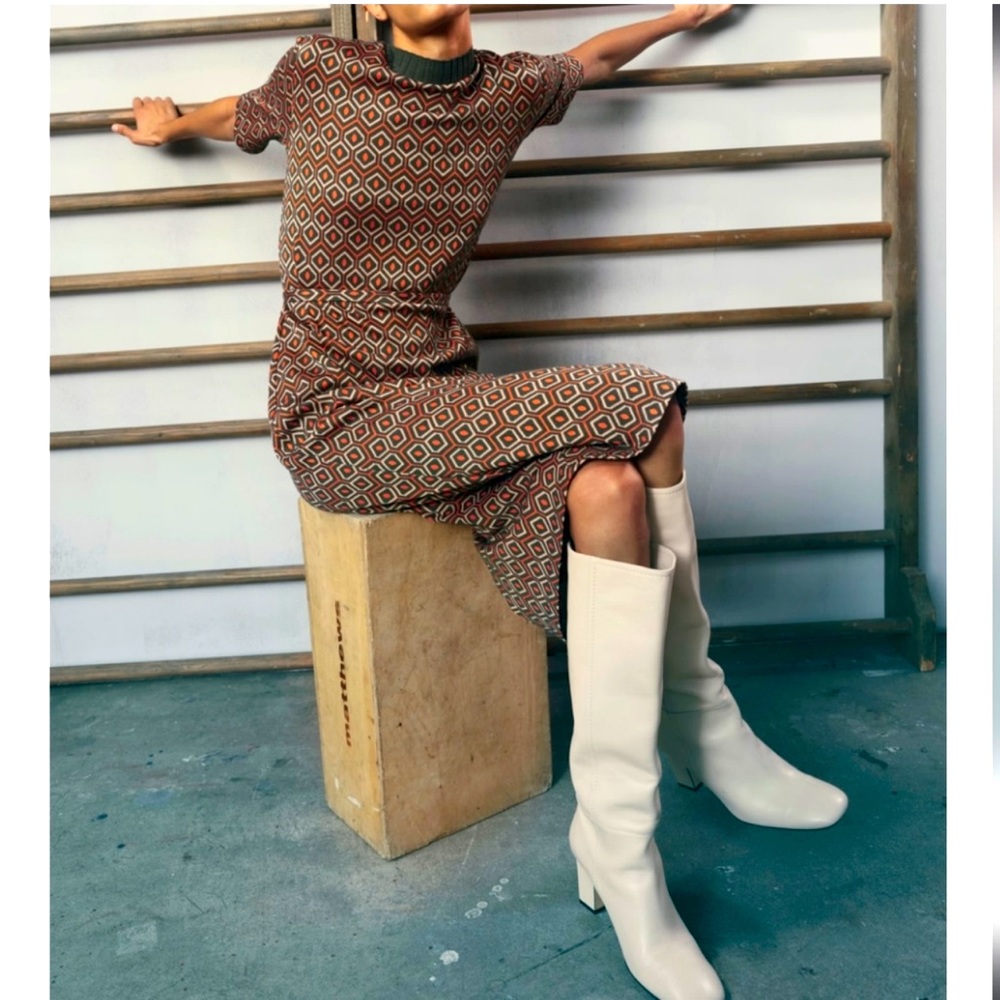 ZARA JACQUARD MIDI DRESS